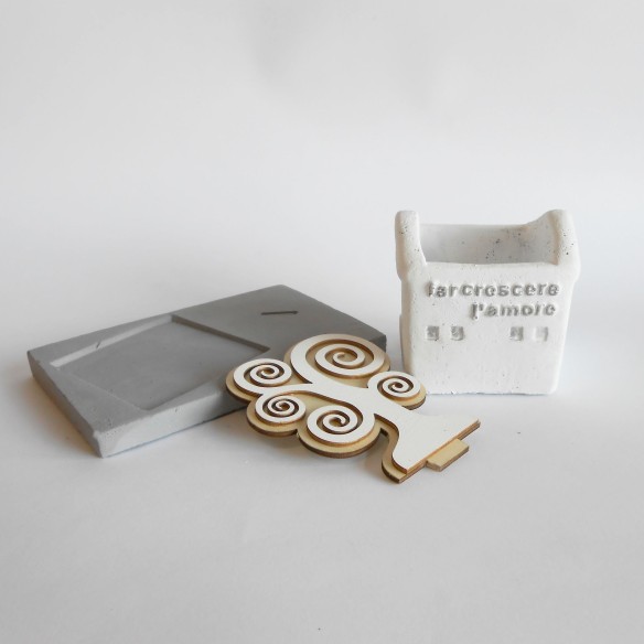 Bomboniera porta pianta casetta terracotta bianca albero della vita art LL579