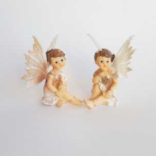 Bomboniera Nascita battesimo Fatina seduta con glitter h 9 cm set 2 pz art 049340