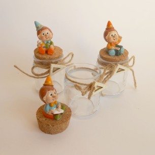 Bomboniera Barattolo con tappo pinocchio varie figure h 10 cm set 3 pz art 049359 2