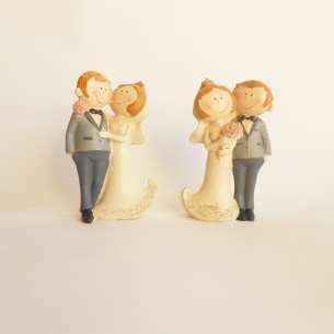 Bomboniera Matrimonio wedding sposi coppia in resina set 2 pz art 049447