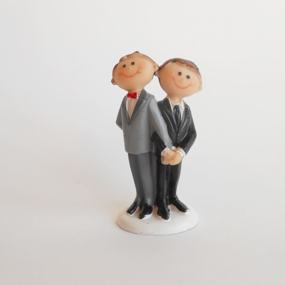 Bomboniera Matrimonio sposi LUI + LUI coppia in resina h 6,5 cm set 2 pz art 049448