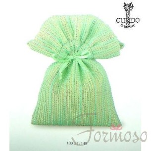 Sacchetto lame' menta porta confetti matrimonio 100x145mm art 57666