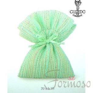 Sacchetto lame' menta portaconfetti matrimonio 70x95mm set 3pz art 57667