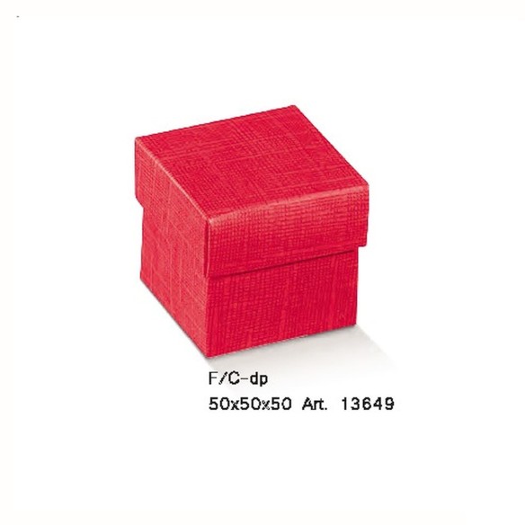 Scatola bomboniera fondo coperchio dp rosso laurea 50x50x50mm n 10 pz art 13649