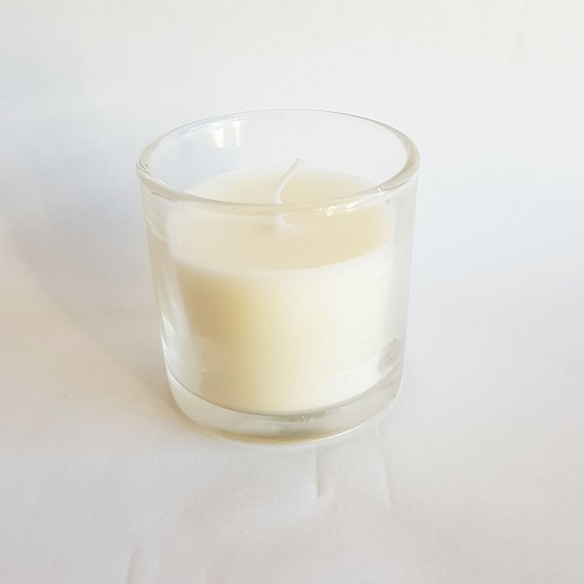 Candela cera bianca con vasetto vetro 5 x 5 cm decorazione Wedding box 4 pz Art 23886