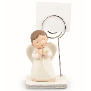 Bomboniere Angelo porta foto in ceramica avorio Battesimo Nascita h 8 cm art 27785