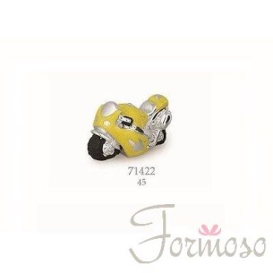 Moto scooter in resina gialla e argento bomboniera battesimo 4,5 Cm art 71422