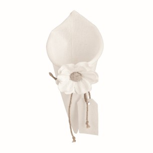 Bomboniera Cono per confetti in tessuto bianco con inserto fiore set 13 pz art 27587