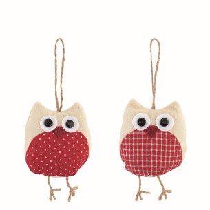 Bomboniera sacchetto tessuto bianco Gufo rosso Laurea set 6 pz art 27657