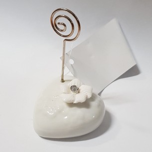 Bomboniera Cuore bianco strass porta foto in ceramica wedding art 56540