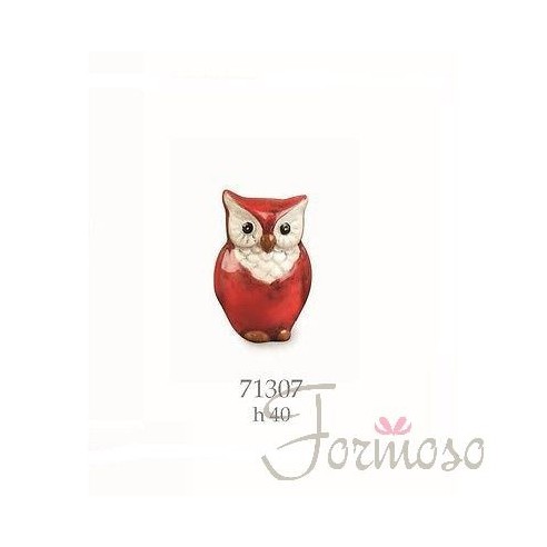 Gufo in ceramica rosso bomboniera laurea decorazione h 4 cm art 71307