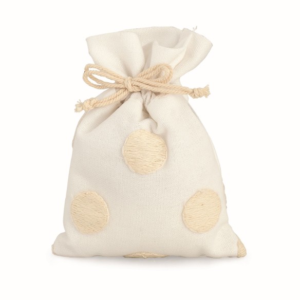 Bomboniere sacchetto in tessuto bianco pois per confetti wedding set 12 pz art 27575