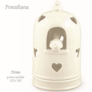 Bomboniera Porta candela in Porcellana bianca colomba wedding art 71046