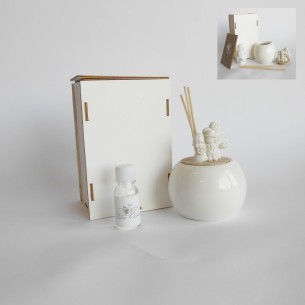 Bomboniera profumatore diffusore ceramica bianca inserto sposi art LL583