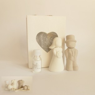 Bomboniera Set profumatori a forma di Sposi Ceramica h 10 cm wedding art 08524