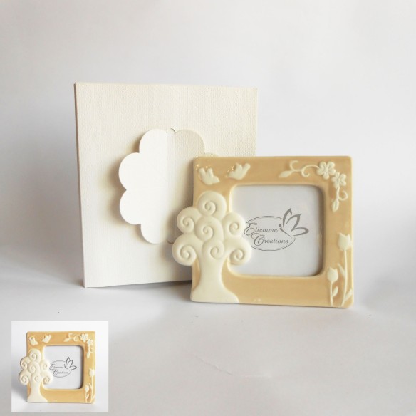 Bomboniera Porta foto in ceramica con inserto albero della vita wedding art 02049