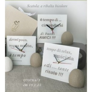 Bomboniera Orologio quadrato in Vetro Bianco da appoggio 18 x 15 cm set 3 pz art 07078