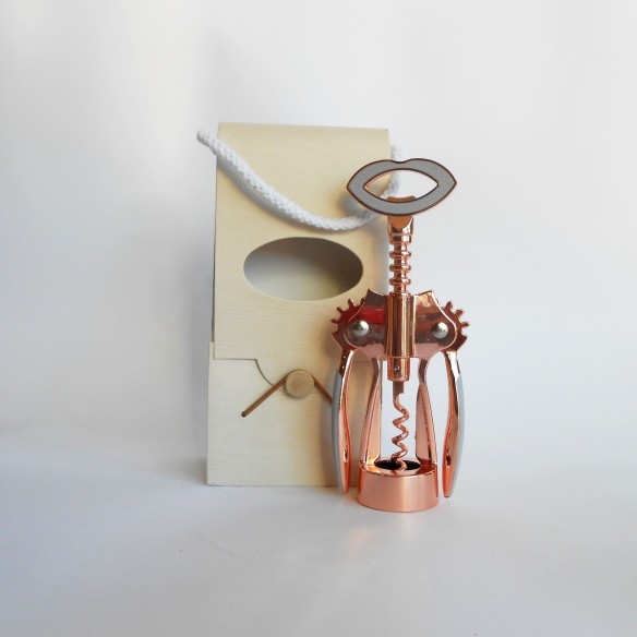Bomboniera Matrimonio Cavatappi in metallo Rame manico gomma Art 12295
