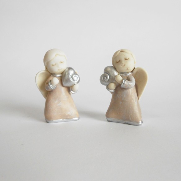 Bomboniera o decorazione Angelo resina nascita Battesimo set 2 pz art LL601