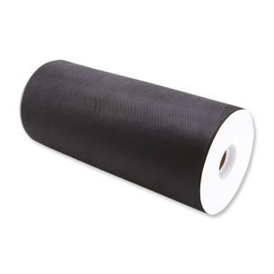 Bobina 25 cm 100 mt rotolo tulle decorazioni bomboniere colore Nero Big Party art 85145