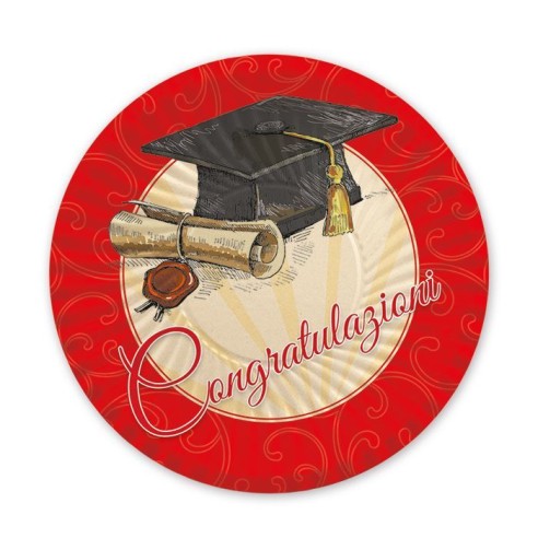 Piatti Laurea Festa Dottore Dottoressa cm 18 per torta dolci 10 pz Art. 66089