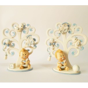 Bomboniera bimbo albero della vita celeste clip porta foto Set 2 Pz Art 04746
