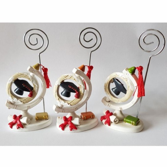 Bomboniera Clip porta foto resina varie figure Laurea h 10 cm set 3 pz art 049390