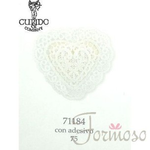 Set 6 Stickers cuore bianco macrame' adesivo bomboniera decorazione art 71184