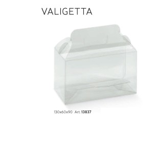 Bomboniera Scatola valigetta trasparente confetti 13 x 6 x h 9 cm Set 10 pz art 13837