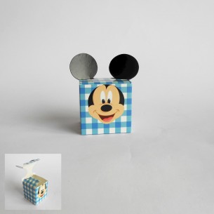 Bomboniera Scatola cubo Confetti inserto Topolino Mikey mouse Disney Celeste 5 x 5 x h 5 Cm set 20 pz art 68032