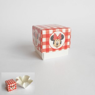 Bomboniera Scatola cubo Confetti inserto Minnie Disney rosso set 20 pz art 68023