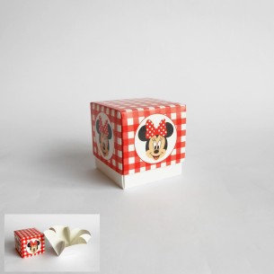 Bomboniera Scatola cubo Confetti inserto Minnie Disney rosso 7 x 7 x h 7 Cm set 20 pz art 68024