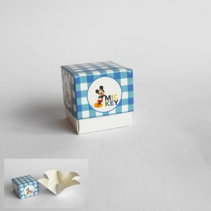 Bomboniera Scatola cubo Confetti inserto Topolino Disney Celeste set 10 pz art 68033