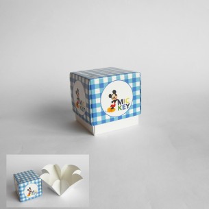 Bomboniera Scatola cubo Confetti inserto Topolino Disney Celeste 7 x 7 x h 7 Cm set 20 pz art 68034