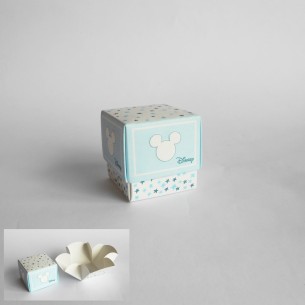 Bomboniera Scatola cubo Confetti Topolino Disney Celeste 5 x 5 x h 5 cm set 20 pz art 68045