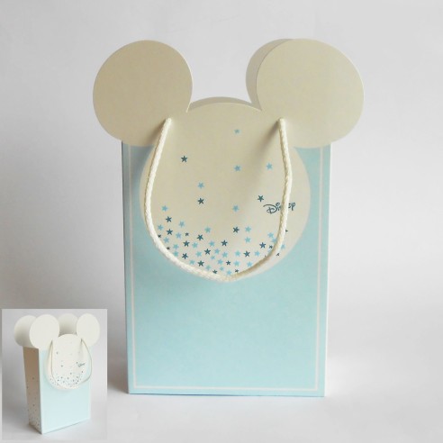 Bomboniera Scatola Shoppers Busta Topolino Disney Celeste set 20 pz art 68049