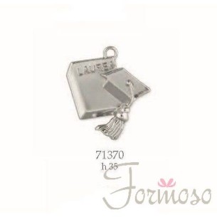 Libro e tocco metallo argentato bomboniera laurea h 35mm set 12pz art 71370