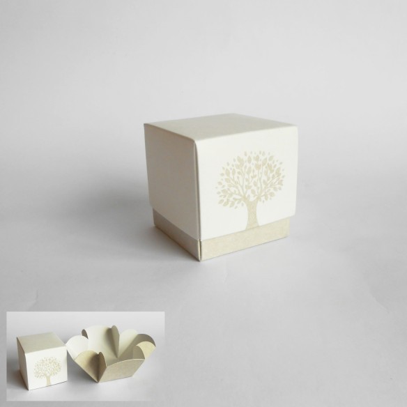 Bomboniera Scatola Bianca cubo Confetti inserto Albero della vita set 20 pz art 16787