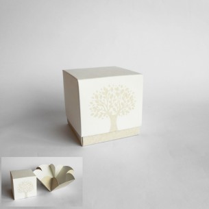 Bomboniera Scatola Bianca cubo Confetti inserto Albero della vita set 20 pz art 16788