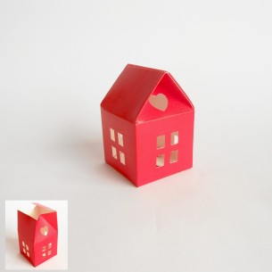 Bomboniera Scatola confetti Lanterna modello Lino Rosso set 20 pz art 37990