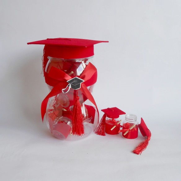 Bomboniera Maxi contenitore Rosso idea Laurea Porta Confetti 12 pezzi h 26 cm Art SC432