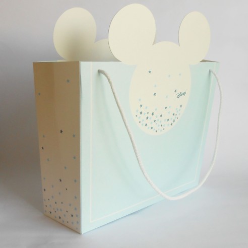 Bomboniera Scatola Shoppers Busta Topolino Disney Celeste set 10 pz art 68050