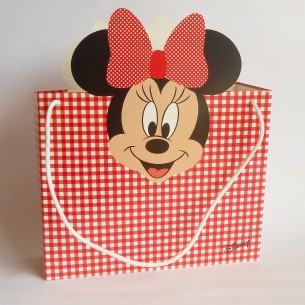 Bomboniera Scatola Shoppers Busta Minnie Disney Rosso set 10 pz art 68027