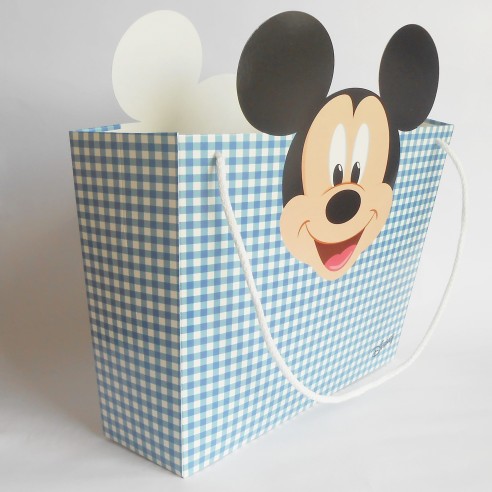 Bomboniera Scatola Shoppers Busta Topolino Disney Celeste set 10 pz art 68037