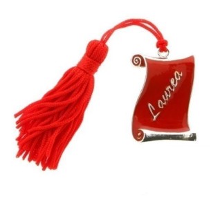 Bomboniera decorazione Ciondolo pergamena laurea rossa metallo 4 cm confezione 12 pz art 12029