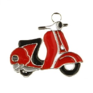 Bomboniera decorazione Ciondolo vespa scooter rosso in metallo 12 pz art 12017