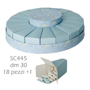 Bomboniera Decorazione Torta Celeste con 18 fette per confetti art SC445