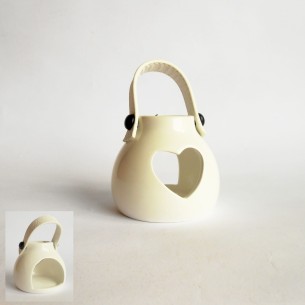 Bomboniera lanterna tonda ceramica bianca inserto cuore wedding art 02130