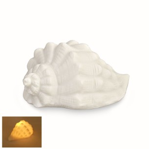 Bomboniera Conchiglia in resina Bianca con luce led gialla 8x5,5xh4,5 cm  art 28317