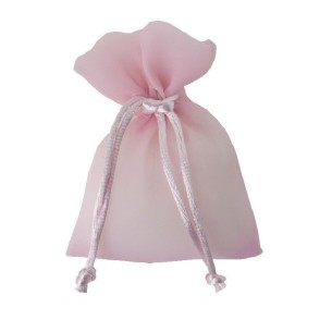 Bomboniera Sacchetto porta confetti in organza rosa set 10 pz art C1959